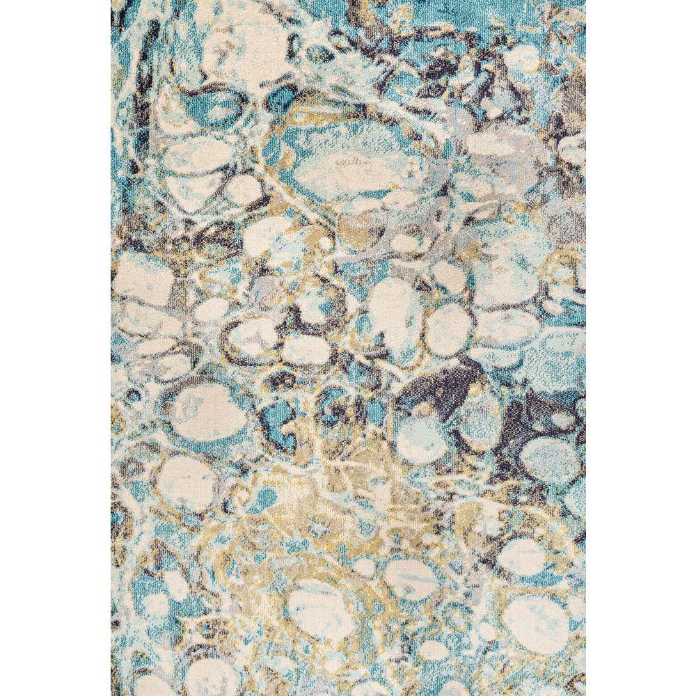 Pebble Blue and Beige Marbled Abstract Runner Rug