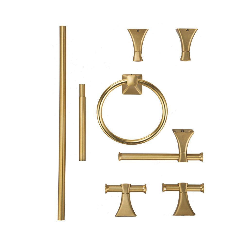 5-Pieces Bath Hardware Set In Brushed Brass 583253357 - The Home Depot