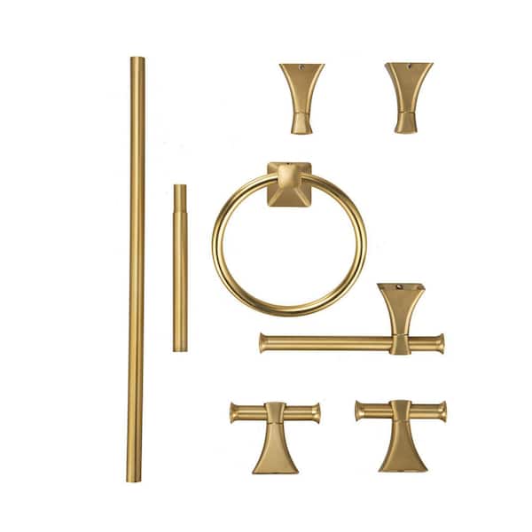Unbranded 5-Pieces Bath Hardware Set in Brushed Brass