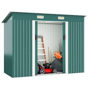 9.1 ft.W x 4.3 ft.D Outdoor Metal Storage Shed Garden Tool Storage Building Galvanized Steel, Green (39.13 sq. ft.)