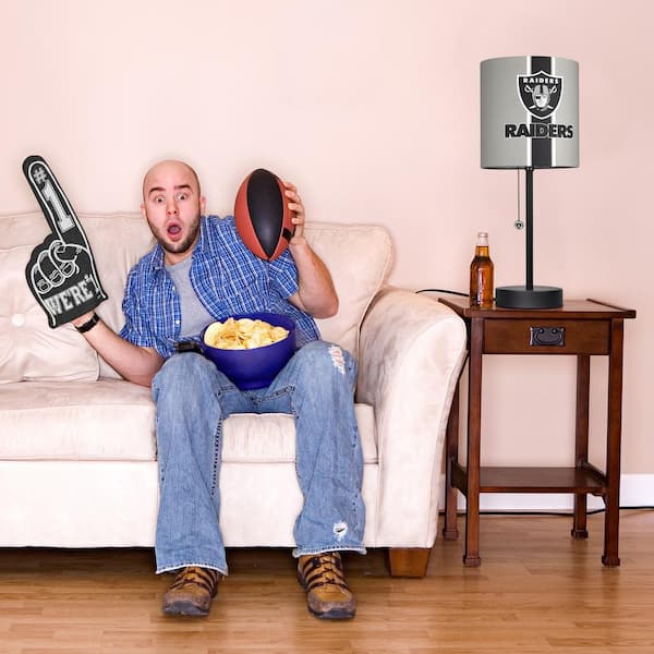 20 in. Black Task And Reading Las Vegas Raiders Black Desk Indoor Lamp with USB port