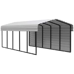 10 ft. W x 24 ft. D x 7 ft. H Eggshell Galvanized Steel Carport with 1-sided Enclosure