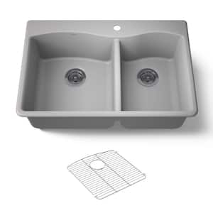 KOHLER Kennon Matte Grey Solid Surface 33 in. Single Bowl Drop-In