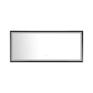 88 in. W x 38 in. H Large Rectangular Aluminium Framed Dimmable Wall Bathroom Vanity Mirror in Matte Black