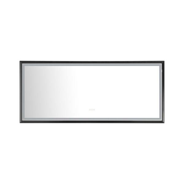 Unbranded 88 in. W x 38 in. H Large Rectangular Aluminium Framed Dimmable Wall Bathroom Vanity Mirror in Matte Black
