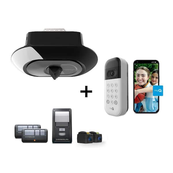 3/4 HP LED Smart Quiet Belt Drive Garage Door Opener with Integrated Security Camera with Video Keypad