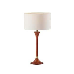 Rebecca 26 in. Walnut Rubberwood with Antique Brass Accent Table Lamp