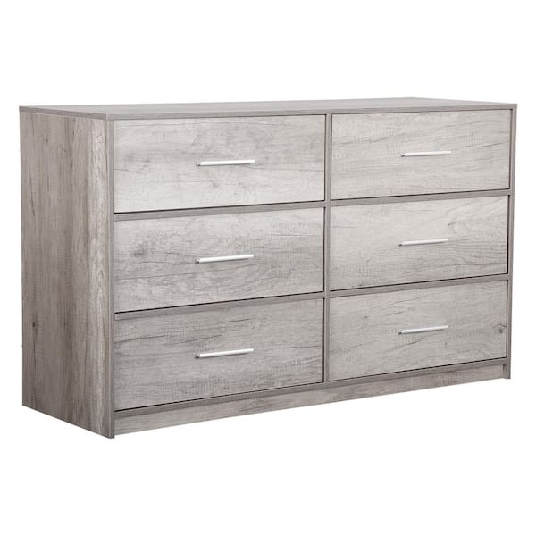 Techni Home Grey 6-Drawer 44.5 in. Wide Dresser RTA-DSR06-GRY