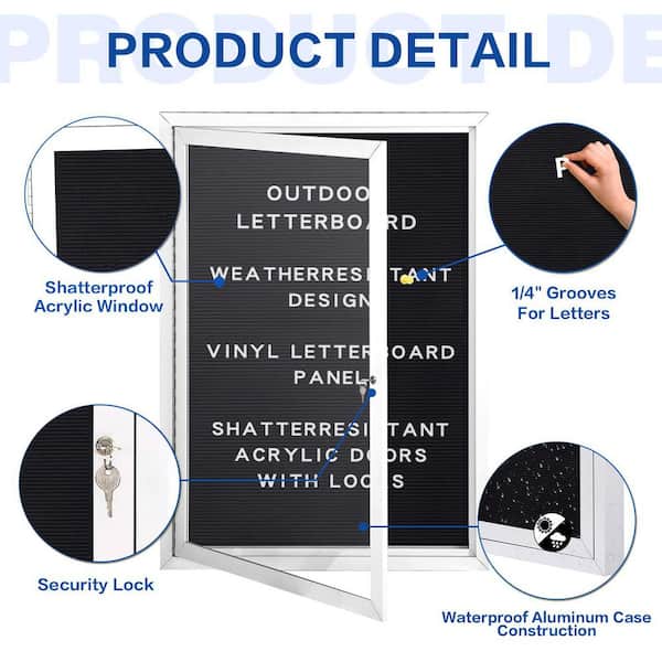36 in. x 24 in. Outdoor Enclosed Bulletin Board, Black (1-pack)