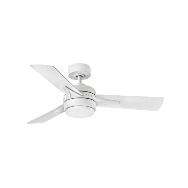HINKLEY Ventus 44 in. Integrated LED Indoor Matte White Ceiling Fan with Wall Switch
