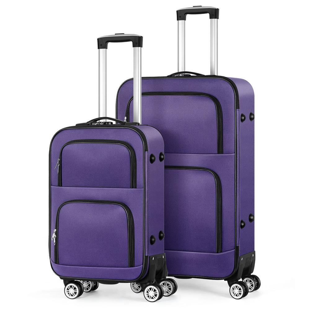 Oumilen 2-Piece Spinner Luggage Set Soft side (20 in. 28 in.) Purple ...