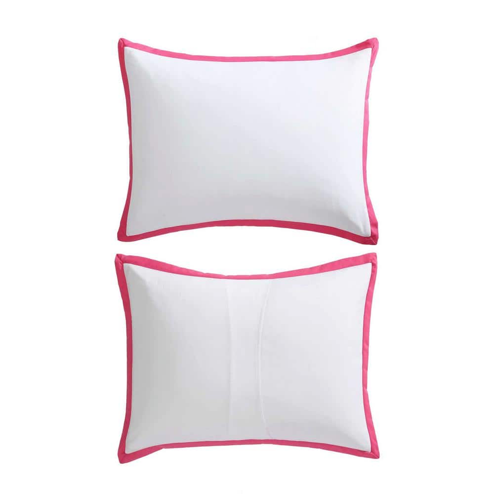 King Pink and White Reversible Microfiber Bedspread Set