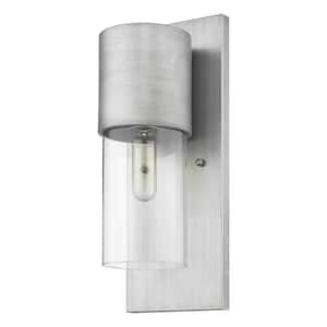 Cooper 1-Light Matte Nickel Outdoor Wall Lantern Sconce With Clear Glass