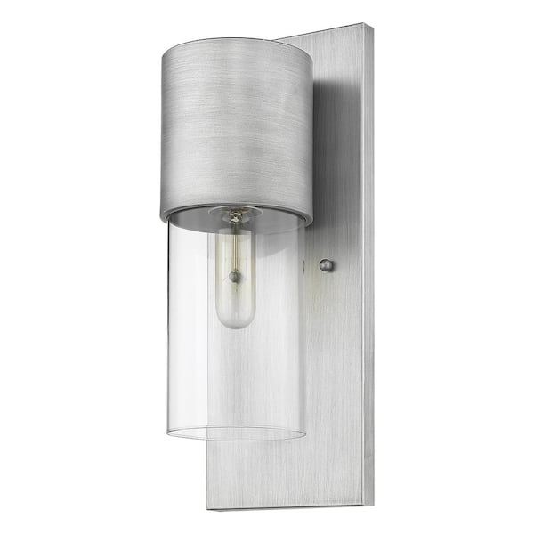 Acclaim Lighting Cooper 1-Light Matte Nickel Outdoor Wall Lantern Sconce With Clear Glass