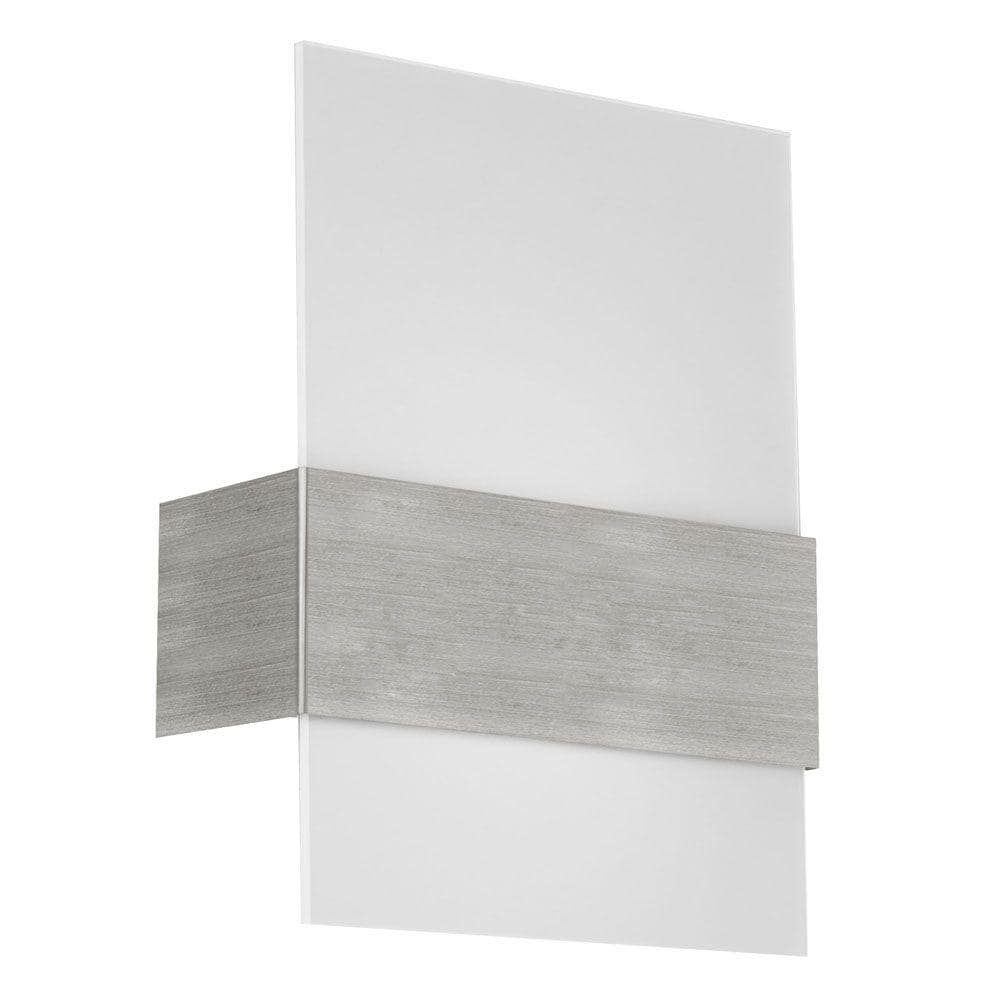 Eglo Nikita 8.86 in. W x 11.42 in. H 1-Light Matte Nickel Wall Sconce with White Glass Shade -  86995A