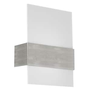 Nikita 8.86 in. W x 11.42 in. H 1-Light Matte Nickel Wall Sconce with White Glass Shade