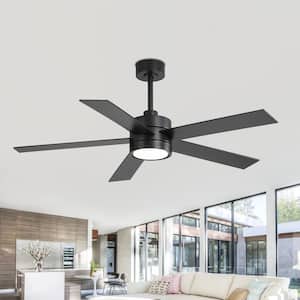 Mayra 52 in. Integrated LED Indoor Black Ceiling Fans with Light and Remote Control Included