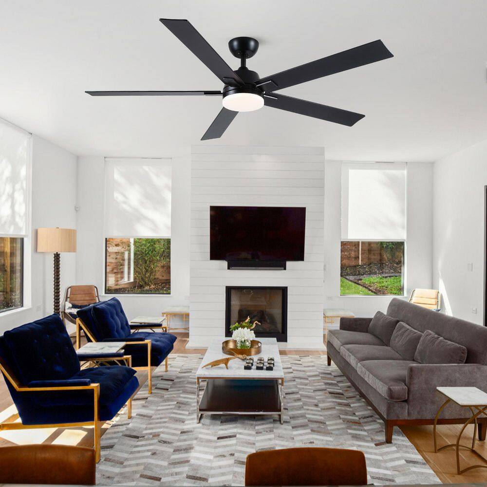 Amice 60 in. Indoor Matte Black Standard Downrod Mount Ceiling Fan with Integrated LED, Quite DC Motor and Remote price history on PriceWatchPro