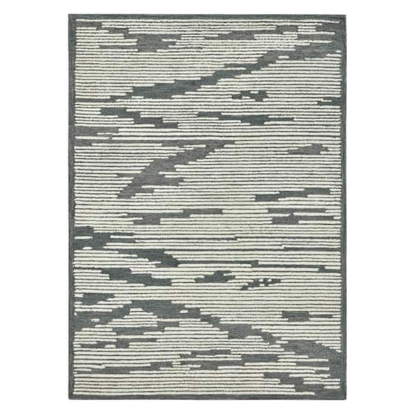 Chicago 9 x 12 Dark Gray Geometric Pattern Area Rug for High Traffic Living Room Dining Room Bedroom
