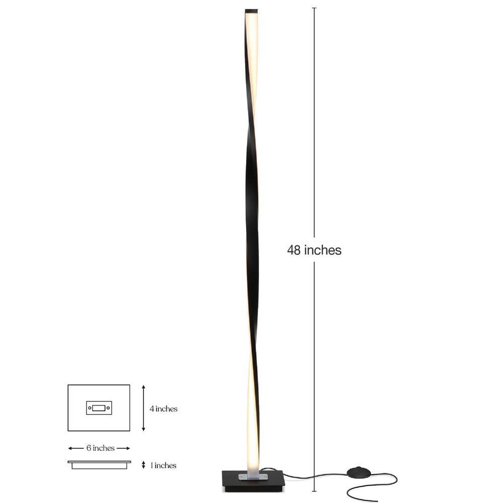Helix 48" LED Modern Floor Lamp with 3-Way Dimness, Black