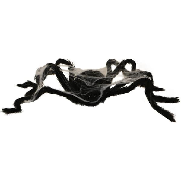 Haunted Hill Farm 3.5 in. Battery Operated Spider with Web and Red LED Eyes Halloween Prop