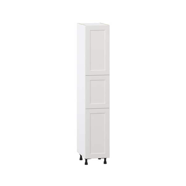 J COLLECTION Galveston 15 in. W x 24 in. D x 84.5 in. H Assembled Shaker Pantry Kitchen Cabinet in Light Grey with 4-Shelves