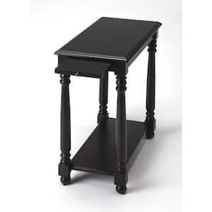 Devane 12 in. W Black Rectangular Wood End/Side Table with Pull-Out Tray