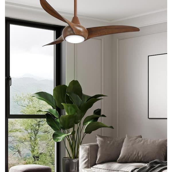 Light Wave 44 in. LED Indoor Distressed Koa Ceiling Fan with Light and Remote Control