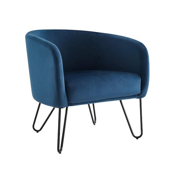 CROSLEY FURNITURE Parkway Navy Velvet Barrel Chair