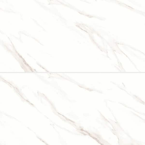 Bedrosians Shandar Rectangular 24 in. x 48 in. Polished Statuario Super White Porcelain Tile (15.49 sq. ft./Case)