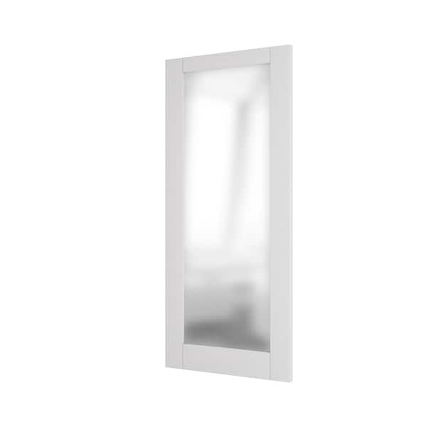TENONER 32 in. x 80 in. MDF 1-Lite Frosted Glass, White Interior Door Panels Single Pantry Door Slab Prefinished