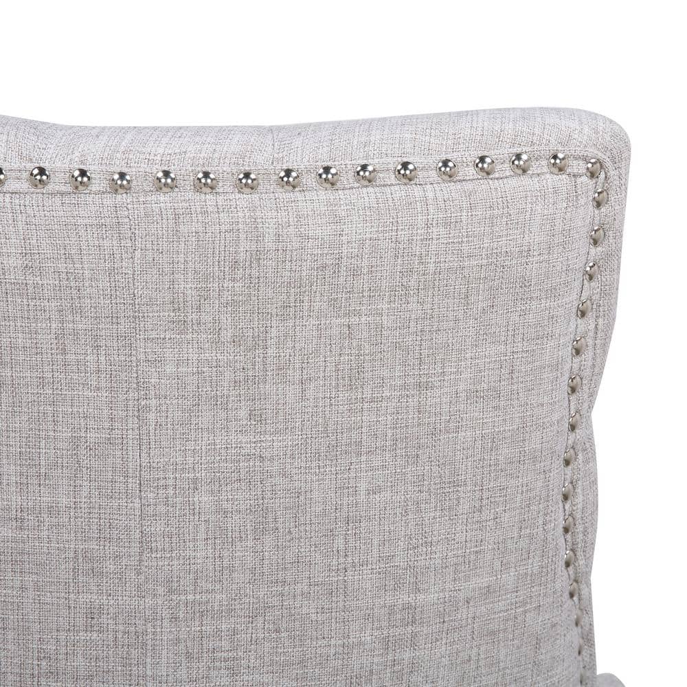 Light Gray Linen Upholstered Wood Side Chair