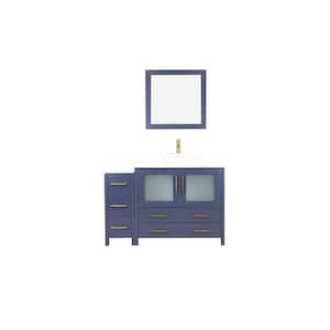 Ravenna 48 in. W Single Basin Bathroom Vanity in Blue with White Engineered Marble Top and Mirror