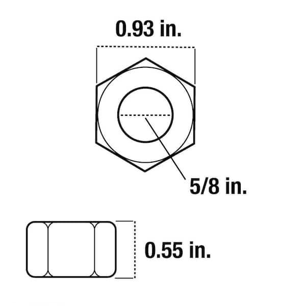 5/8"-11 Zinc Plated Steel Coarse Thread Square Nuts SQRNT-059 6 pcs. 
