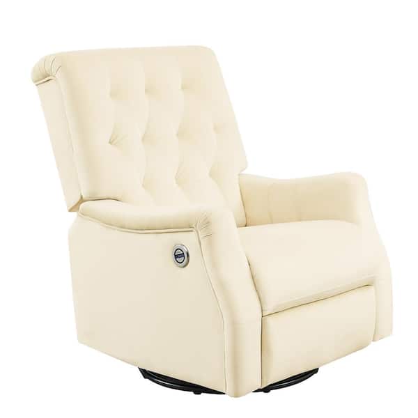 Beige Leather Recliner Chair Modern, Ergonomic Leather Recliner