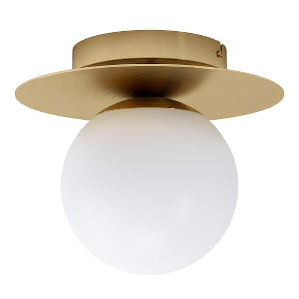 Eglo Arenales 10.83 in. W x 9 in. H 1-Light Brushed Brass Semi-Flush ...