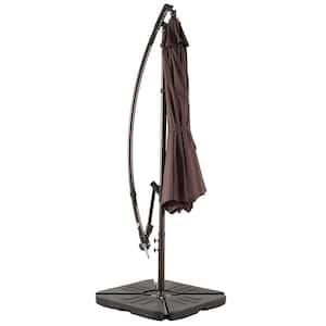 Bayshore 10 ft. Crank Lift Cantilever Hanging Offset Patio Umbrella in Coffee with Base Weights