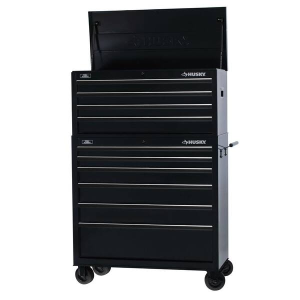Husky 40 in. W 10-Drawer Out Tool Chest and Cabinet Set, Black
