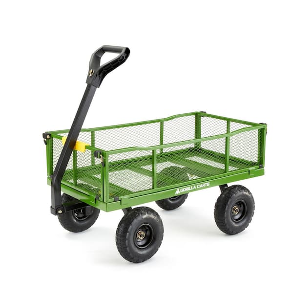 GORILLA CARTS 7 cu. ft. (40 in. x 27 in. x 11 in.), Patented Poly Bed  Dumping Yard Cart, 1200 lbs. Capacity, Pull/Tow Handle Design GCG-7 - The  Home Depot