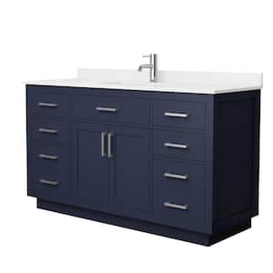 Beckett TK 60 in. W x 22 in. D x 35 in. H Single Bath Vanity in Dark Blue with White Quartz Top