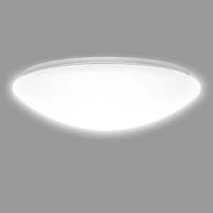 13 in. ETL White 5CCT Dimmable 15/18/21-Watt Integrated LED Flush Mount Ceiling Light with White Shade