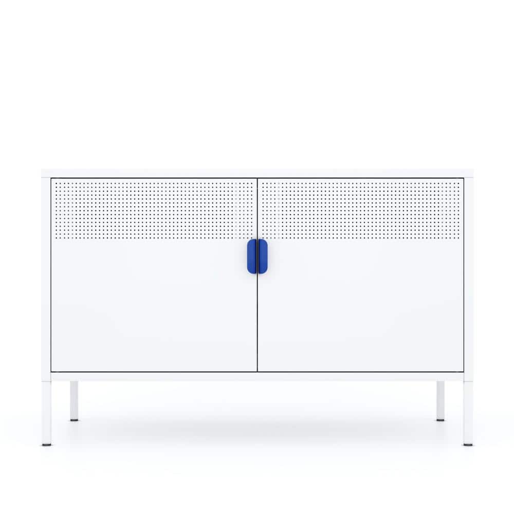39.37 in. W White Kitchen Organizers Cabinet with 2 Doors & 2 Shelves