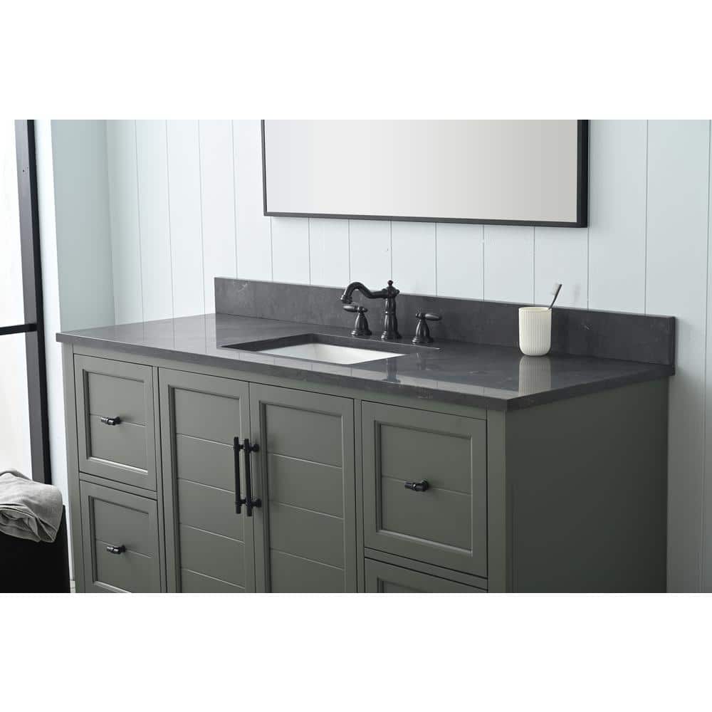Vintage Green 60" Single Sink Bathroom Vanity with Stone Top