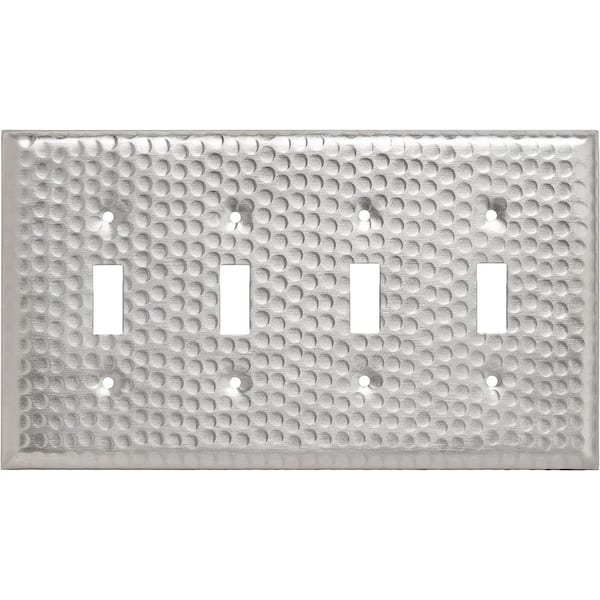 Monarch Abode Hand Hammered Nickel 4-Gang Toggle Wall Plate
