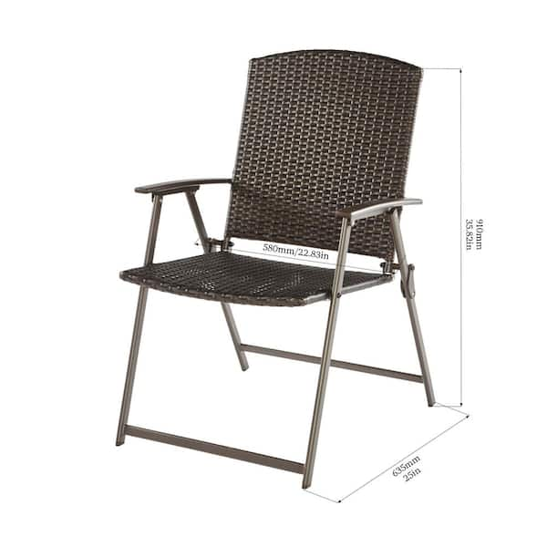 StyleWell Mix and Match Folding Wicker Steel Outdoor Patio Dining Chair in Dark Taupe FRS50042A The Home Depot