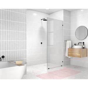 36 in. x 78 in. Frameless Fixed Shower Door in Matte Black without Handle