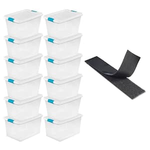 64 Qt. Storage Box (12-Pack) Bundled with VELCRO Brand Roll