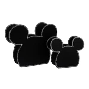 2-Piece Black Mickey Mouse Shaped Felt Nursery Storage Caddy