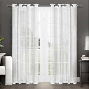Penny Winter White Solid Sheer Grommet Top Curtain, 50 in. W x 96 in. L (Set of 2)