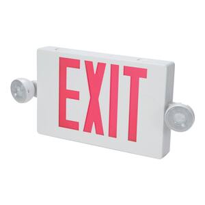 APC 25-Watt White Integrated LED Exit Sign with Two 3.6-Volt LED Heads, Red Letters